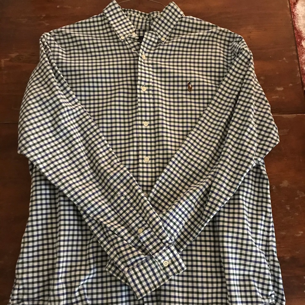 Ralph Lauren Men’s Shirt - L (Blue/Green/White)